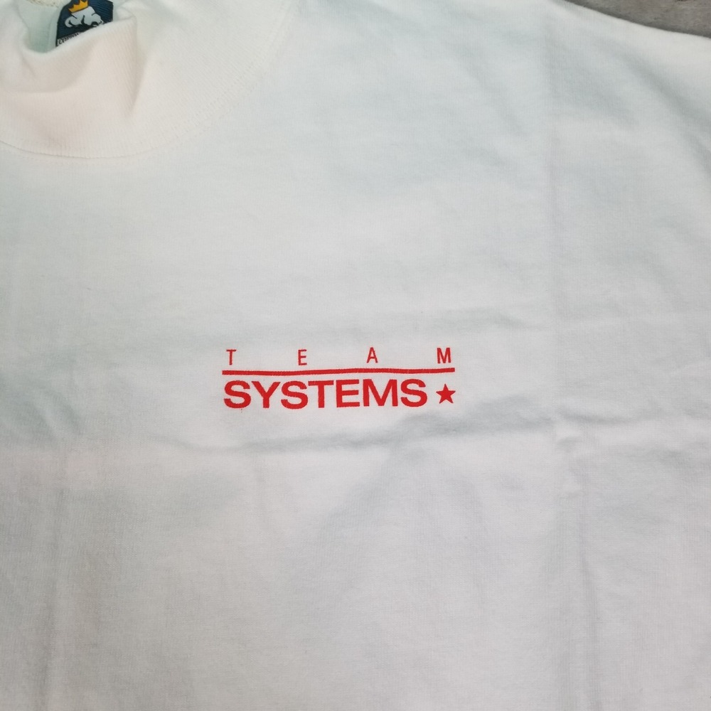 VTG 90s COMPAQ Computers Team Systems Long Sleeve Shirt XL Anvil White USA Made - Picture 5 of 12